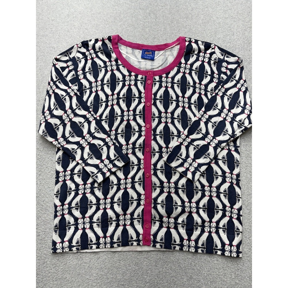 Le Tigre Cardigan Sweater Womens L Multicolor Fun Dog Print Knit Button Front - Picture 4 of 13